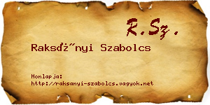 Raksányi Szabolcs névjegykártya